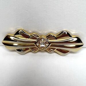 Park Lane Gold Rhinestone Abstract Art Deco
Bow Brooch 2.5" Wide Vintage 1980s